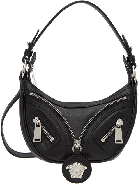 g versace black purse|versace handbags with big zipper.